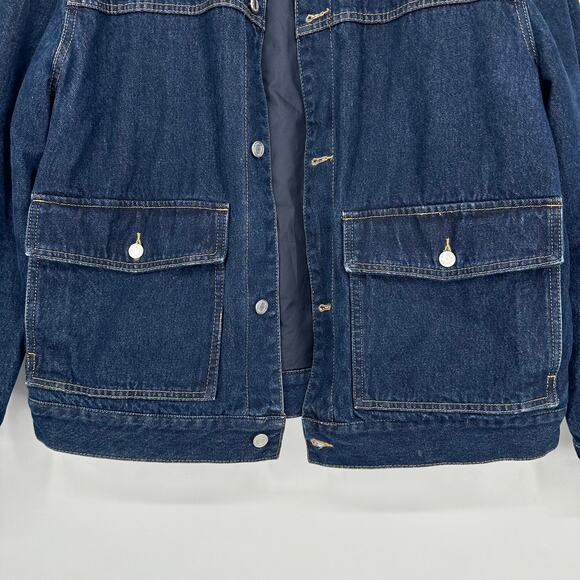 H&M Insulated Sherpa Collar Denim Trucker Puffer Jacket Jean Jacket, Blue - Picture 6 of 14